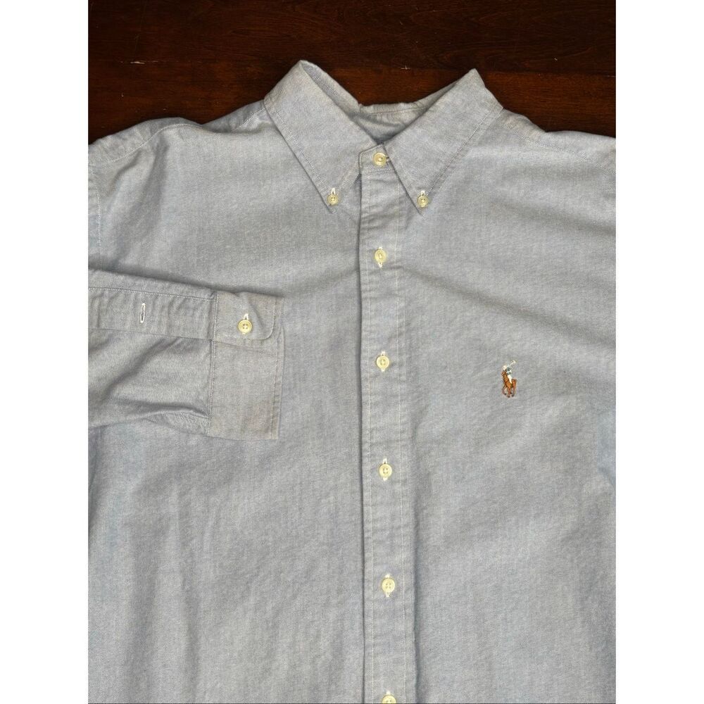 Ralph Lauren 100% Cotton Button Down Yarmouth Oxford 17-34 Shirt-Light Blue 101